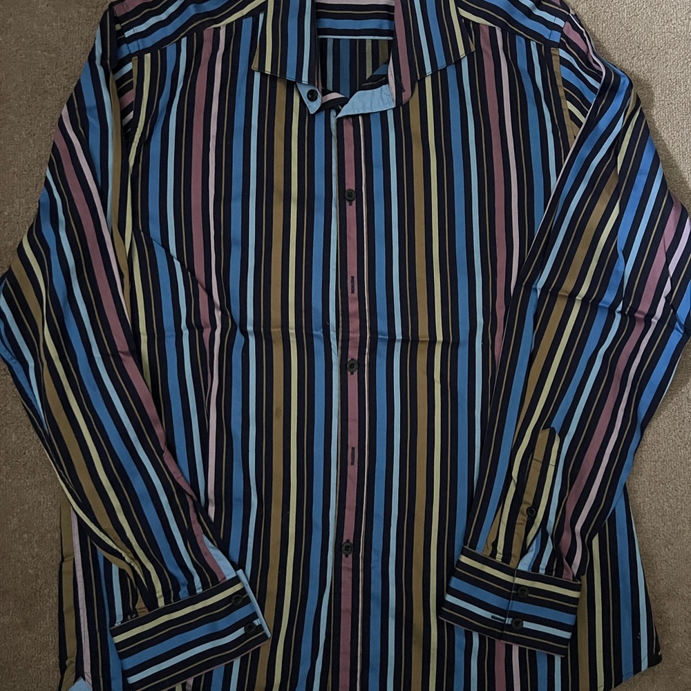Vibrant Striped Men's Button Down Shirt